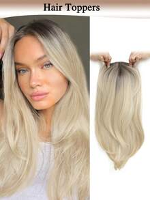 18 Inch Wavy Ends Women's Hair Topper, Suitable For Thin Hair, With Bangs Layered Long Hair, Made Of Synthetic Fiber - Multicolor - View 18
