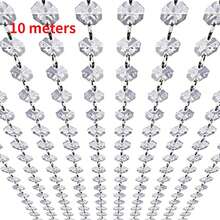 14毫米透明八角形水晶串珠花环 - 吊灯宝石珠链，适用于婚礼派对、壁炉架中心装饰、圣诞树 - 無色 - 查看 12