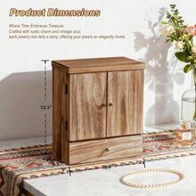 Wooden Jewelry Box For Women 6-Tier Large Jewelry Organizer Boxes With Mirror Rustic Solid Wood Jewlery Storage Display For Rings Earrings Necklaces Bracelets Watches Carbonized Black - 碳化棕色 - 查看 2