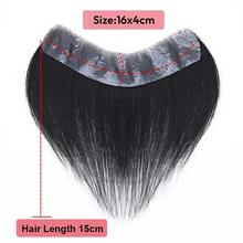 [Realistic Hairline, Handmade Crochet] 4x16 Inch Full Handmade Crochet Men's Hair Topper - Natural Straight 6-Inch Hair, Ultra-Thin Scalp Design, Business Style Wig For All People, Handmade Hairpiece - Natural Black - View 5