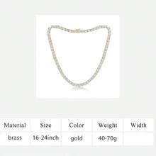 MDFUN 18K镀金6毫米立方氧化锆网球项链，女士圆形切割立方氧化锆网球链，男士加粗长项链 - 金色 - 查看 15