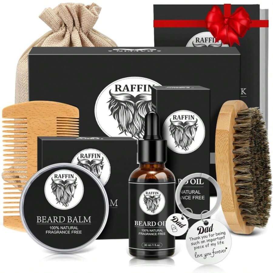 Dad Gifts - Beard Kit &Amp; Keychain, Practical &Amp; Thoughtful Combo, Birthday\/Valentines Day Gifts For Dad, Men'S Self-Care Set &Amp; Constant Keepsake, Stepdad\/Father\/Daddy Gifts From Kids Son Daughter - ColorB - 查看 1