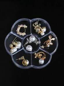 2pcs Transparent Plastic Storage Box (6/7/12/24 Compartments), Luxury Metal Nail Supplies, Shiny Rhinestone Nail Gems, Suitable For Nail Art Glitter, Rhinestones, Earrings, Jewelry Beads, Small Accessories (Transparent). Multi-Functional DIY Accessories Nail Decoration - Multicolor - View 2