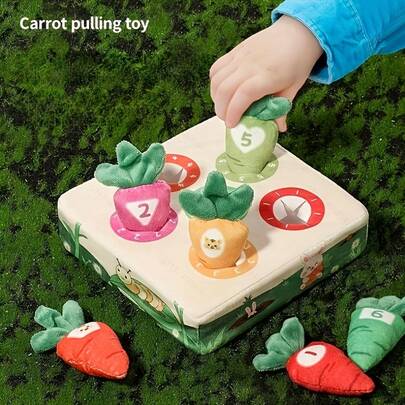 1pc Color & Number Matching Carrot Pulling Toy, Suitable For Toddlers And Preschoolers - Early Education Fine Motor Skills Training, Interactive Sensory Game, Cognitive Development, Preschool Learning Tool, Indoor Home Activity, Christmas/Halloween/Birthday Gift For Boys And Girls