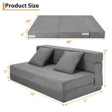 Plush Convertible Loveseat Sofa With 2 Decorative Pillows, Versatile Convertible Folding Sofa Bed, Compact Lounge Chair, Removable Washable Cover, For Living Room, Apartment, Dorm, Small Space - 灰色 - 查看 2