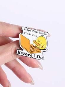 1 Piece Sharp Workplace Satire Enamel Pin Badge Yellow Chick Typing Design Email Pun Humorous Slogan Pin For Office Workers Emotional Resonance And Daily Fun Stress Relief Scene - Multicolor - View 6