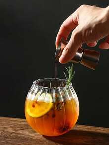 1个520毫升创意圆形鸡尾酒杯，耐热高硼硅玻璃，适用于拿铁、美式咖啡、果汁、甜点杯 - 透明色 - 查看 3