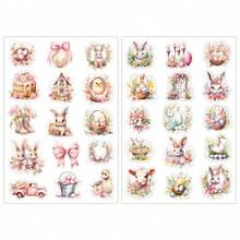 30pcs/2sheets Easter Bunny & Egg Stickers - Assorted Cute Rabbit, Chick & Spring Florals Self-Adhesive Decals For Scrapbooking, Journals, Laptop & Gift Decorations, Easter Gifts - Multicolor - View 3