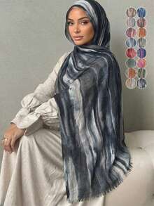 1pc Women's Casual Rayon Rainbow Headband, Fashionable Boho Carnival Ribbon Scarf, Suitable For Daily Wear - Colorful Scarf - View 4