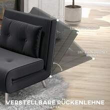 Sofa Bed, Folding Armchair Convertible Into A Bed 77x88x83cm, Single Sofa With Cushions, Black Velvet Upholstered Sofa For Guests - Black - View 5