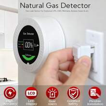 Detectores de Fugas de Gas Geleeno Alarma de Gas para el Hogar para Propano Natural GNL GLP Metano Deteccion de Gas de Carbon Cable de Alimentacion AC 110V Enchufable para Monitoreo de Gas con - Blanco - Ver 2