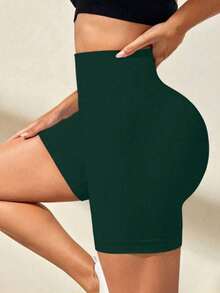 SET OF 3 SEAMLESS RIBBED SHORTS – HIGH COMPRESSION - 黑色/咖啡色/綠色 - 查看 4