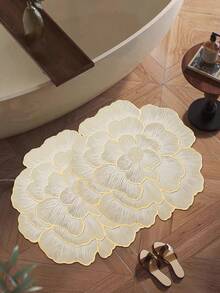 1pc Gold Floral Pattern Bathroom Mat, Bathroom Rug, Door Mat, Small Rug, Carpet, Floor Mat, Home Decor, Area Rug, Outdoor Mat, Bedroom Rug, Washable Carpet - Multicolor - View 5