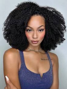 Afro Kinky Curly Crochet Feather Braids Human Crochet Hair In 100% Remy Human Hair Micro Pre Looped 50g Boho Crochet Human Hair Extension Feather Line Afro Kinky Curly Seamless Invisible For Thin Hair Woman - Natural Black - View 6