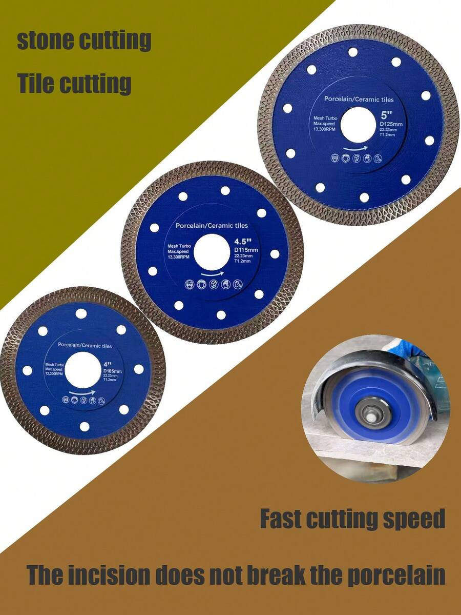 Stone Cutting Blades, Tile Cutting Blades, Glass Cutting Blades, Alloy Wood Panel Angle Grinder Cutting Blades, Brazed Flange Flat Grinding Cutting Discs, Rhinestone Saw Blades, Sharp , High-End Craftsmanship, Easy To Use