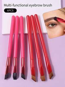 6支装高品质柔软方形3D眉刷，精准塑形，不含粉状成分，适合新手使用的化妆刷 - 紅色 - 查看 9
