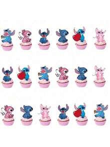 24支缝纫机造型蛋糕叉，DIY蛋糕装饰，适用于家庭聚会、派对、学校活动、圣诞节等场合。 - 彩色 - 查看 7