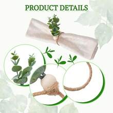 餐巾环套装（1-12个），圣诞餐巾环，波西米亚风桉树叶餐巾环，木珠农舍风复活节餐巾架，适用于婚礼、情人节派对餐桌装饰 - 彩色 - 查看 6