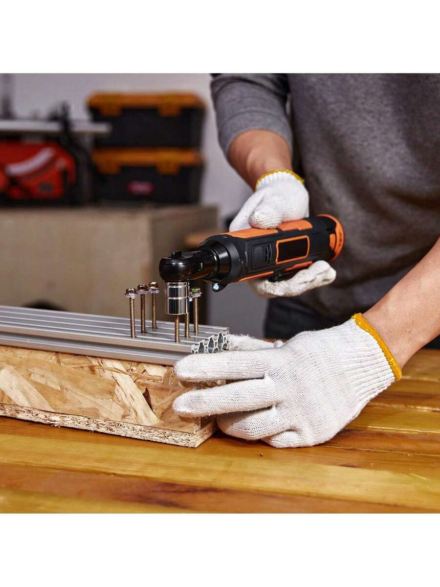 3 8  Cordless Electric Ratchet Wrench Set  12V 33 Ft-Lbs Power Ratchet Tool Kit  45-Min Fast Charge  2-Pack 2.0Ah Battery  Built-In LED Light  Variable Speed Trigger  10 Sockets - màu đen - Xem 1