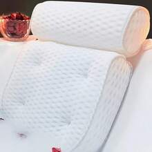 1pc Luxury Polyester Bath Tub Pillow With Anti-Slip Suction Cups, Ergonomic Design For Neck And Back Support, Comfortable , Unscented, White For Home Use Bathroom Decor Summer - Multicolor - View 1