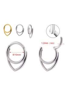 1 chiếc khuyên mũi bằng thép không gỉ 316L, khuyên vách ngăn mũi không gây dị ứng, thích hợp đeo hàng ngày. - Trang sức đục lỗ, thân bằng thép không gỉ - Xem 3