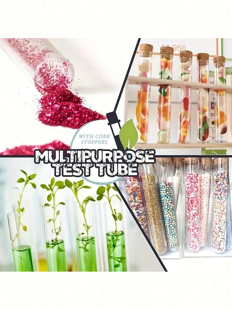 10pcs Glass Test Tubes With Corks, Suitable For Party Candy Jars, Bath Salt Bottles, Wedding Favors And Small Gifts - Clear - View 5