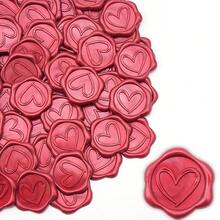 30张心形自粘蜡封贴纸，适用于礼品、婚礼请柬信封封口 - 红色 - 紅色 - 查看 6