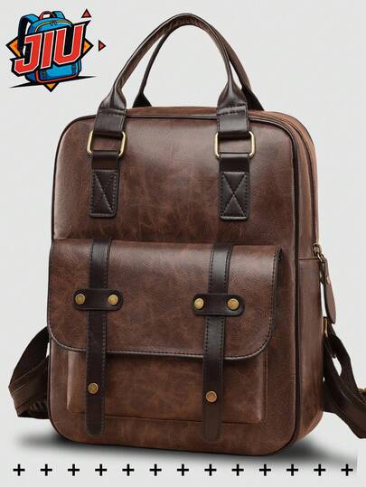 Vintage Buckle PU Soft Leather Backpack, Multifunctional Fashion Daily Bag, Multi-Pocket Lightweight Travel Bag, Large Capacity Minimalist Backpack, Convenient Backpack, Suitable For Students, Nurses, Teachers, Business People, Travel, Commuting, Shopping, Office, Dating, Hiking, Training, Work, Birthday Gift, Holiday Gift