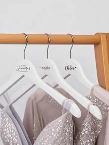 Customized Wedding Dress Hanger, Personalized White Hanger For Bride And Groom, Customized Wedding Day Dress Hanger, Bridal Memento, Wedding Party Essentials - Personalized Bride Dress Hanger, Wedding Gown Dress Hanger, Name Hanger, Basic Single Bar Dress Hanger - Multicolor - View 3