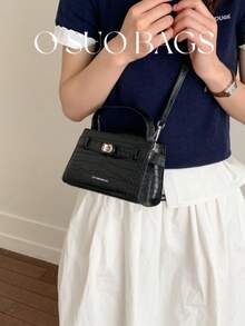 Fashionable Retro Patchwork PU Leather Handbag, Adjustable Shoulder Strap, Decorative Hardware, Magnetic Closure, Multifunctional Commuter Bag For Women - Black - View 8