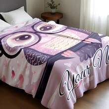 Pătură de flanel personalizabilă cu model bufniță roz - Un design simplu, unic și modern, cadou ideal de Ziua Îndrăgostiților pentru prieteni și iubiți - Moale, ușoară și caldă, potrivită pentru toate anotimpurile - Poate fi folosită pe pat, canapea, birou, camping în aer liber și călătorii - Pătură multifuncțională, pătură decorativă - Multicolor - Vizualizare 6