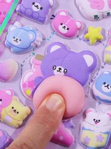 柔软可爱的造型贴纸，创意3D动物装饰贴纸，减压捏捏贴纸，非常适合装饰笔记本、笔记本电脑、水瓶、计划本，也可作为礼物送给朋友，适合生日、节日和庆祝活动。 - 彩色 - 查看 4