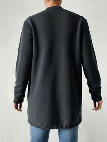 Áo khoác len cardigan dệt kim thời trang FW có túi dành cho nữ - màu đen - Xem 2