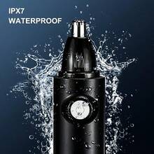 Recortadora de pelo de nariz para hombres y mujeres profesional indolora para cejas facial y nariz IPX7 impermeable recargable por USB todo en uno-B007 - Negro - Ver 3