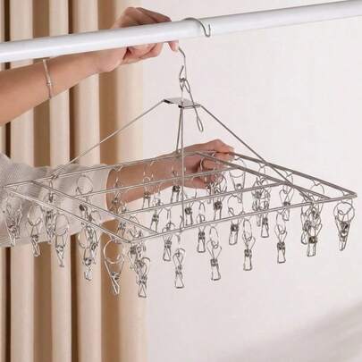 1入組不銹鋼衣服晾乾衣架帶晾衣夾