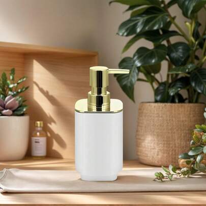 奢华镀金浴室配件 - 优雅洗手液瓶，适用于家庭和酒店，时尚液体皂液瓶，可重复灌装设计