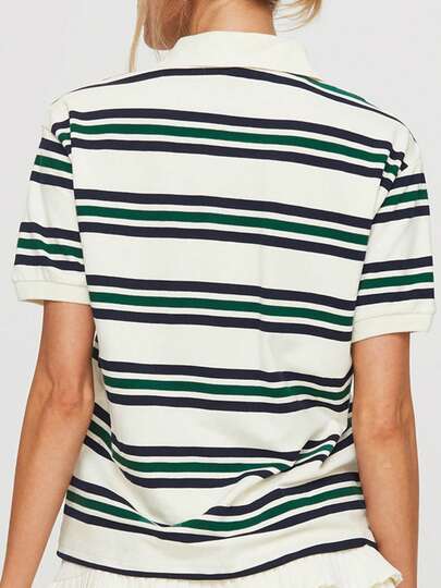 Women's Polo Shirts Lapel Collar V Neck Short Sleeve Blouse Dressy Casual Tunic Tops