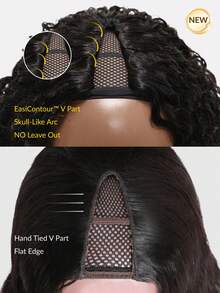 Sunber EasiContour V Part Curly Human Hair Wigs With Drawstring V Shape Wigs Jerry Curly Glueless Wig 150% Density Upgrade No Leave Out Vpart No Gel Beginner Friendly Clip In Vpart Curly Wigs Glueless Jerry Curly Wig - SNatural - 查看 7