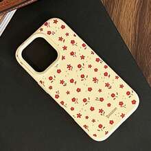 Flower GUCADI 1件装烟蓝色INS风白色雏菊全包软壳手机壳，简约女性化设计，兼容苹果16/15/14/13/12/11系列 - 奶油黃 - 查看 4