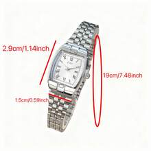 2026 New Barrel-Shaped Steel Band Couple Quartz Watch, Roman Numeral Dial, Adjustable Strap, Classic Versatile Watch, Suitable As Valentine's Day Gift, Large Digit Elderly Watch - Silver - View 12