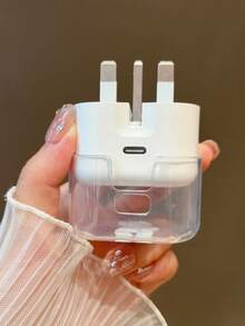 5-In-1 UK 20W Charger, Cable, Protective Case & Organizer Set (1 Black Cable Organizer Pouch, 1 UK 20W Charger Protective Case, 2 Cable Savers, 1 White Cable Tie) With UV Printed Pink Heart & Alphabet Pattern, Compatible With UK Apple 20W Fast Charger - Multicolor - View 4