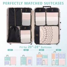 Compression Packing Cubes For Travel, See Through Mesh Travel Packing Cubes For Suitcases, Lightweight Compress... - Black8SetLMS2XSShoeB - View 6