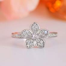 New Floral Flower Set Cherry Blossom Petal Earrings Ring Necklace Matching Jewelry Holiday - XL1133 項鍊 - 查看 1