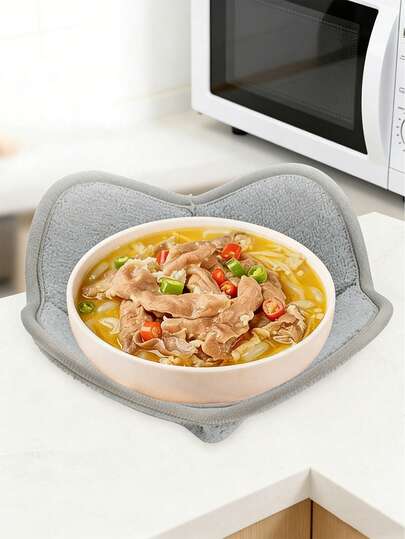 Juego de agarradores de microondas, calentadores de alimentos de microfibra resistentes al calor. Sujetadores de tazones calientes y fríos para microondas sin quemar las manos. Mantitas aislantes de colores brillantes para sopa, arroz y pasta (rojo, verde, amarillo)