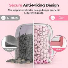 Portable Pill Dispenser Bottle, Vitamin Organizer With 7 Compartments, Holds Plenty Of Supplements With Anti-Mixing & Wide Openings Design, Easy To Retrieve Meds - 藍色 - 查看 7