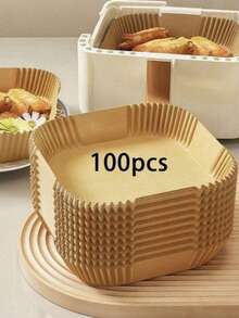 Square Disposable Air Fryer Paper, Oven Baking Paper, Air Fryer Pad, Baking Paper Bowls And Trays, Non-Stick Oil-Proof Paper, Kitchen Accessories, Suitable For Baking Cakes And Pizzas, Cooking Food, Steaming Bread, Grilling And Other Outdoor Activities - Square [oil-proof] Frying Pan Paper - View 1