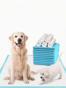 超强吸水防漏狗狗尿垫 - 适用于幼犬、猫咪和兔子的加厚宠物训练垫 | 六层防漏设计，3D立体加厚支撑，吸收长达三周，适用于笼子、汽车和旅行，耐用防臭，笼垫，幼犬如厕训练，加固边缘，高吸水性材料，猫咪训练，宠物训练用品，旅行笼 - 藍白色 - 查看 3