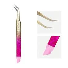 2026新款渐变闪光冰花纤维尖睫毛镊子，适用于挑取经典款睫毛 - 彩色 - 查看 11