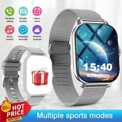 Sports Smartwatch - 2026 New Release, Wireless Calling & Support Call Function, Sports Pedometer & Fitness Tracker, Step Counting & Calorie Tracking, Multiple Sports Modes For Outdoor Sports, Sedentary Reminder & Message Push
