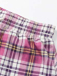 Men's Plaid American Style Casual Beach Shorts, Summer - Hot Pink - View 5